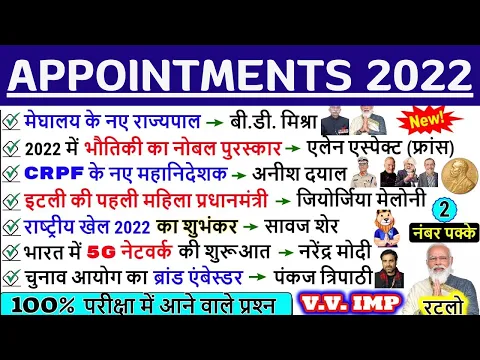 [PDF] List of Recent Appointments in India and World 2022 MCQ, Appointments Current Affairs 2022 GK